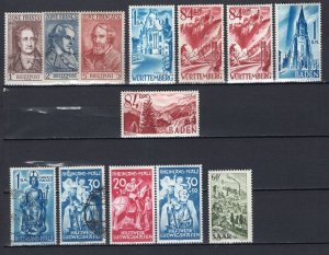 Saar + French Zone 1945-1957 Selection of 100 Stamps Mint-Used ECV$250+