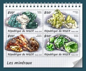 Niger - 2018 Minerals on Stamps - 4 Stamp Sheet - NIG18317a