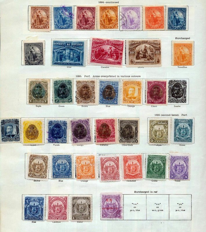 EL SALVADOR 1867/1925 Mint &Used Collection on Old Pages (Appx 300 ...