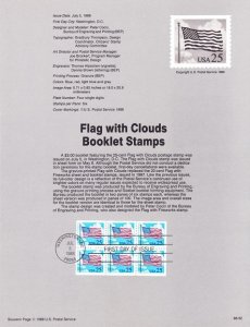 US SP787 Flag with Clouds Booklet Souvenir Page #2285c
