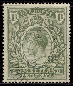 SOMALILAND PROTECTORATE GV SG82, 1r dull green, USED. Cat £50.