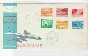 Suriname 1965 Air flight blue First day issue plane scenes stamps cover ref21771
