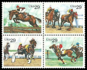 2756-59 29c Sporting Horses Block of 4  Mint NH VF