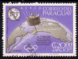 Paraguay 1965 Sc#902 Syncom Space/Tokyo Olympics Rings Fine Used (1)
