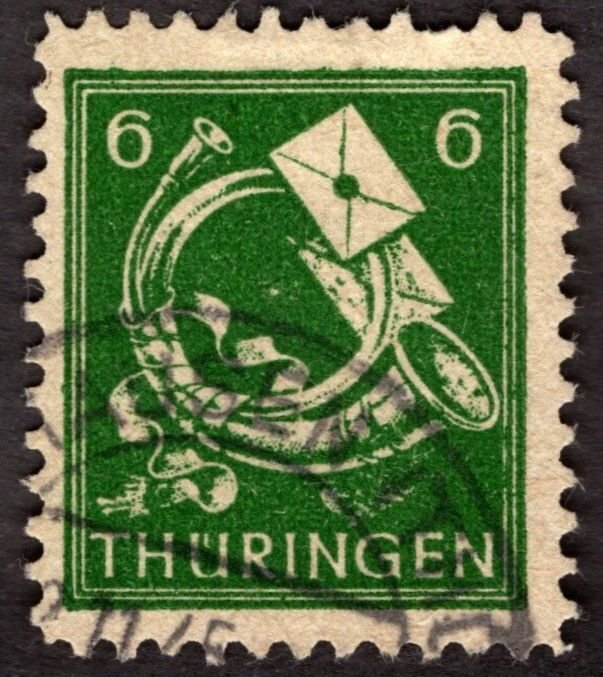 1946, Germany, Thuringia 6pf, Used, Sc 16N4