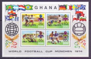 Ghana Scott 553, 1975 World Cup Apollo Overprint Souvenir Sheet MNH**