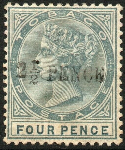 TOBAGO-1891 2½d on 4d Grey Sg 31 toned gum AVERAGE MOUNTED MINT V48448