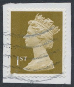 GB   1st Machin Gold  SG 1668  Used on piece   SC# MH300  see scans