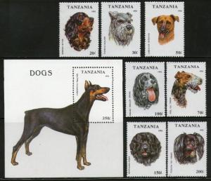 Tanzania 1993 Breeds of Dogs Pet Animals 7V+ M/s Sc 1144-51 MNH # 12642