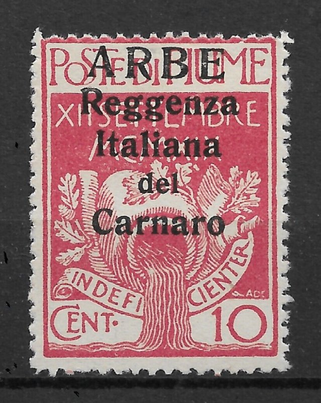 FIUME/ARBE 1920, YVERT # 10, 14mm RARE, SIGNED BY HAUSER, VF MLH*OG, SEE SCANS