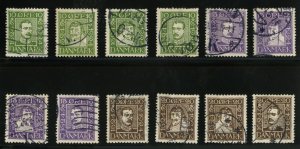 Denmark #164-175 Cat$93, 1924 300th Anniversary of the Danish Postal Service,...