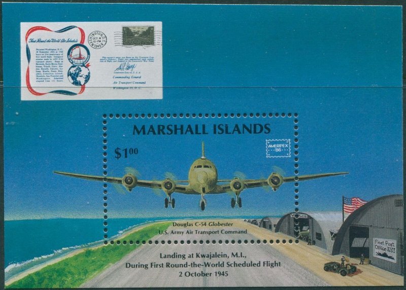 Marshall Islands 1986 SG79 Ameripex Stamp Exhibition Air Transport MS MNH 