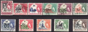 1961 Basutoland complete set (11) QE type used surcharge set Sc# 61 / 71 CV $42