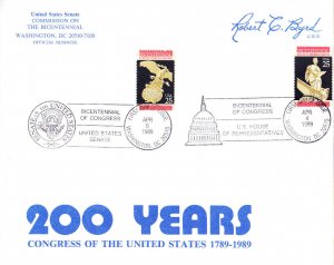 U.S. Senate Poster Byrd franked 1st Day #2412 HR #2413 Senate Congress 200th