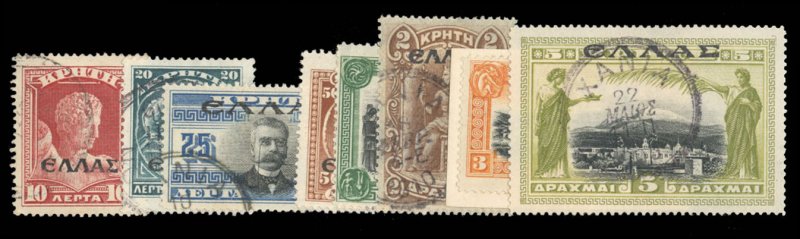 Crete #103-111 Cat$90.80, 1909 Overprints, complete set, used