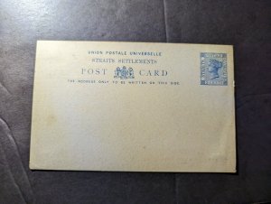 Mint Straits Settlements Postal Stationery Postcard Three Cents Denomination