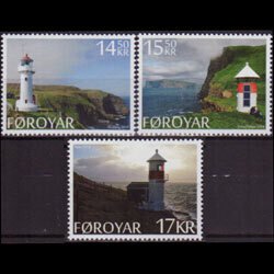 FAROE IS. 2014 - Scott# 621-3 Lighthouses Set of 3 NH