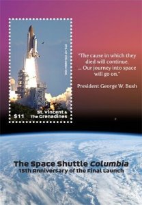 Saint Vincent 2019 - Space Shuttle Columbia - Souvenir stamp sheet - MNH