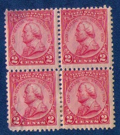 US Sc 689 Von Steuben Issue 1930. MH Zip Block of 4.