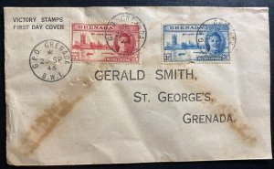 1946 Grenada First Day Cover FDC To St George Peace Issue Stamps