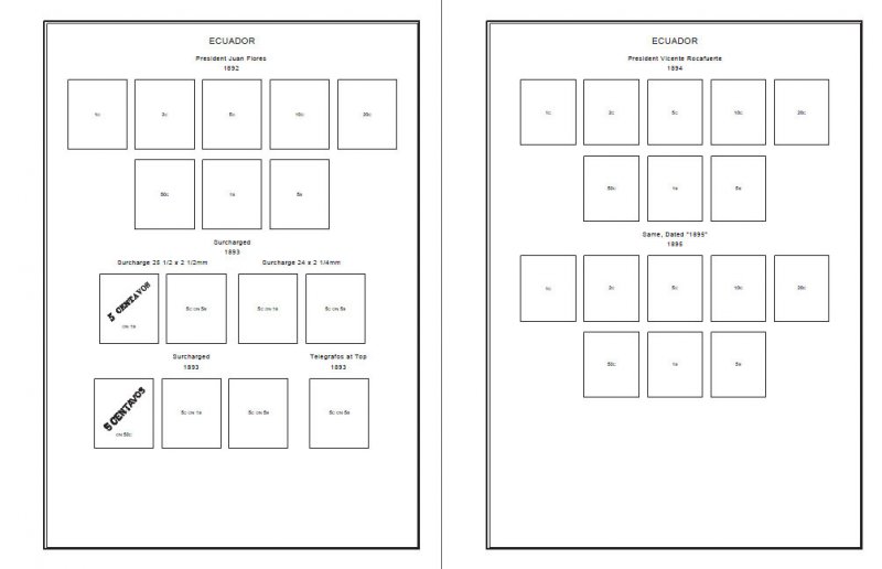 PRINTED ECUADOR 1865-2010 STAMP ALBUM PAGES (441 pages)