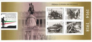 Italy Italia 2015 WWI 100 ann 1914-1918 set of 4 stamps in block MNH