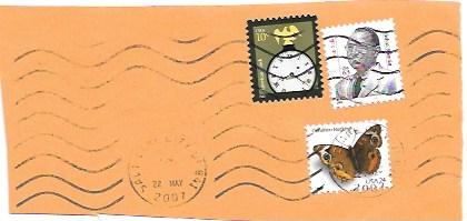 US Great stamps on envelope corner #3428, 3757, 4000