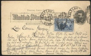 USA 1893 Salt Lake City 1c Columbian Expo Postal Card Cover Switzerland 112097