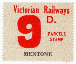 (I.B) Australia - Victoria Railways : Parcels Stamp 9d (Mentone)