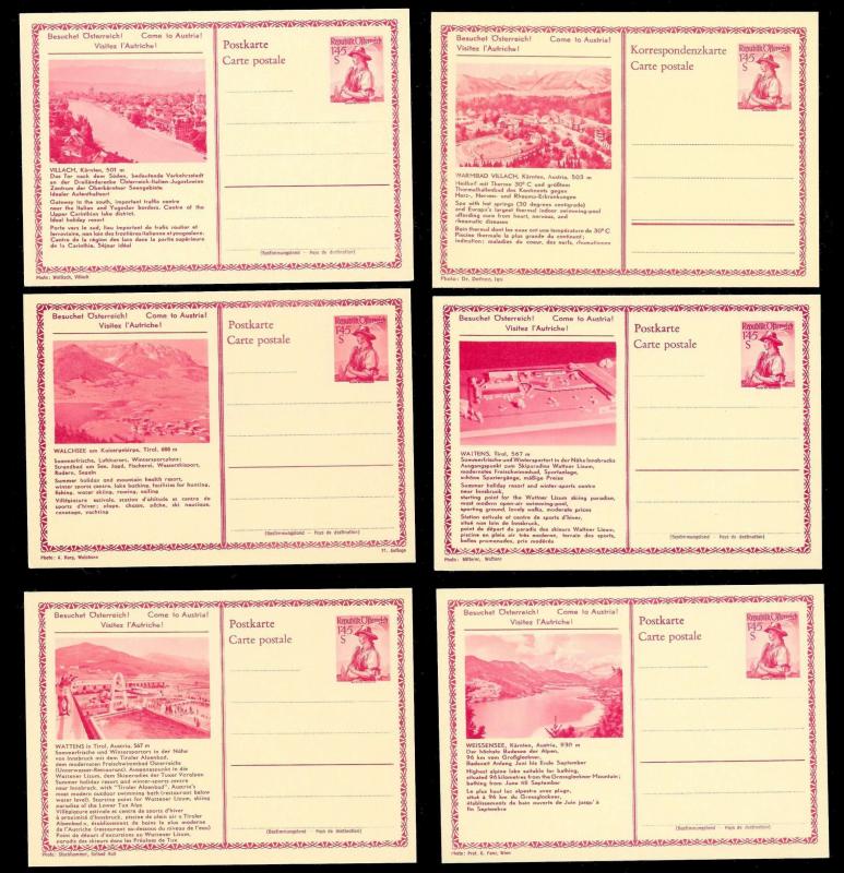 AUSTRIA (120) Scenery View Red 1.45 Shilling Postal Cards c1950s ALL MINT UNUSED