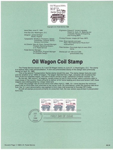 US SP682a Oil Wagon Souvenir Page #2130a