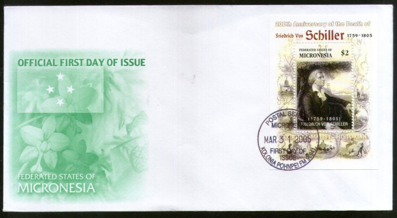 Micronesia 2005 Friedrich Van Schiller Writer Sc 640 M/s FDC # 16558