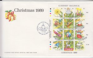 Guernsey 1989 Christmas Miniature Sheet,  Official FDC