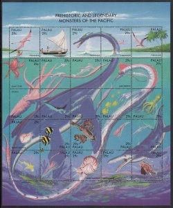 Palau 1993 MNH Sc 318 Sheetlet of 25 29c Prehistoric and Legendary Monsters o...