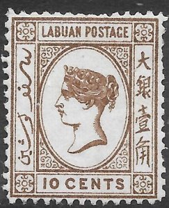 LABUAN SG54 1894 10c BROWN MTD MINT