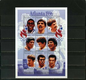 NICARAGUA 1996 SUMMER OLYMPIC GAMES ATLANTA SHEET OF 9 STAMPS MNH