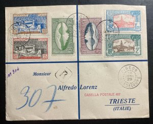 1929 Pigeon Guadeloupe Registered Cover To Trieste Italy