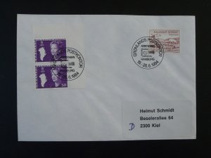 Slania stamps on cover postmark UPU Hamburg philatelic exhibition Greenland 1984