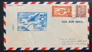 1939 Horta Portugal Airmail First Flight Cover FFC to Fort Smith AK USA