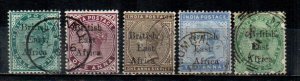 British East Africa #54-58  Used  Scott $26.00