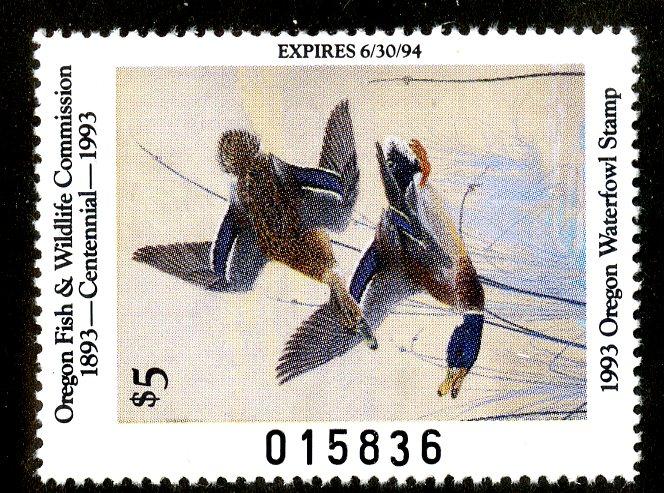 OREGON  STATE DUCK  STAMP OR-10 BIN $8.00