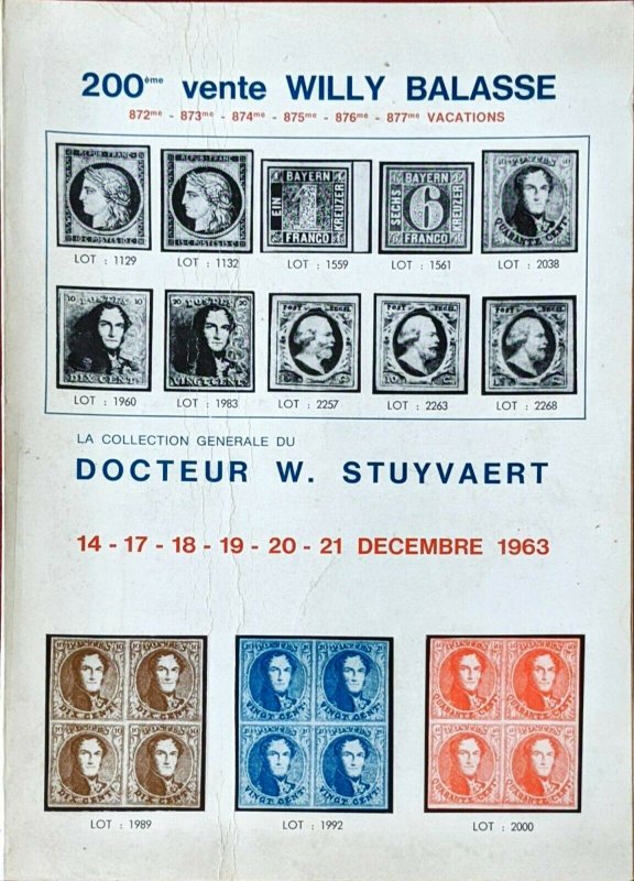 1963 Auction Catalogue Willy Balasse - La Collection du Docteur W Stuyvaert