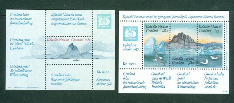 Greenland. 2 Diff.Souvenir Sheet. Mnh.Hafnia 87. Sc# 175 + 199. Birds,Mountain