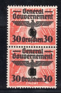 GERMANY 3rd REICH GENERALGOUVERNEMENT MICHEL 30 I (RARE OVPT FLAW) PERFECT MNH