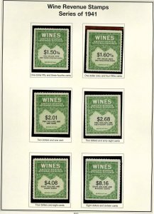 Wine Stamp Revenue Collection RE108 ~ RE203 (CV$ 400+) 59 Stamps VF Mint