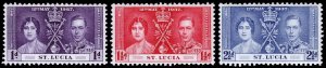 St. Lucia Scott 107-109 (1937) Mint H F-VF Complete Set C