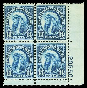 Scott 695 14c American Indian Plate Block of Four Mint F-VF NH Cat $37.50