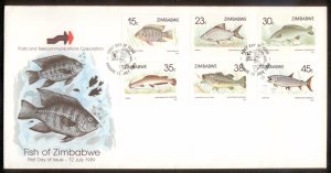 Zimbabwe 1989 Fish SC# 588-93