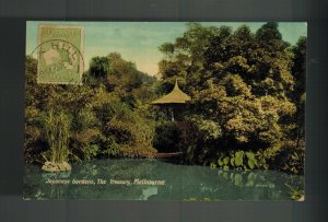 1913 Melbourne Australia postcard Cover to Brazil Japanese Gardens Treasury