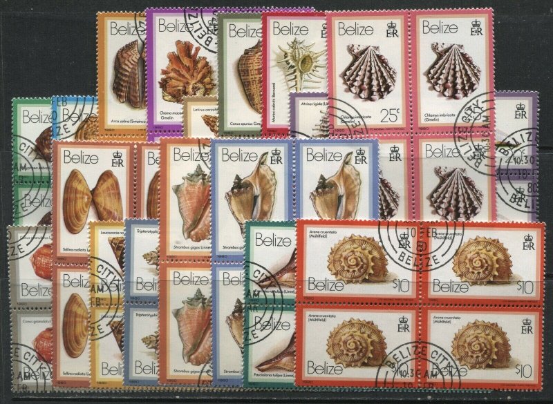 Belize 1980 Shells complete set CDS used in blocks of 4